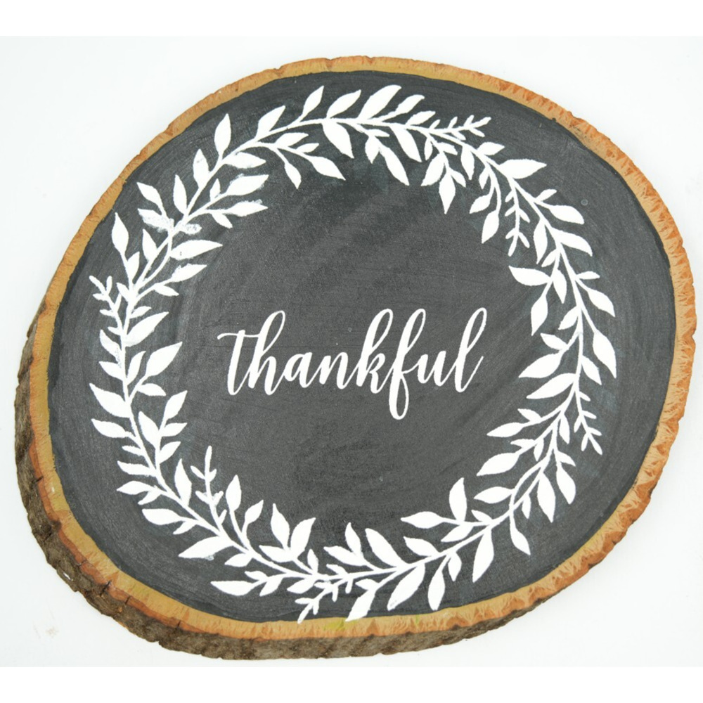 Thankful Rustic‎ Wood Slice Sign – Hand-Painted 10" Round Wall Decor